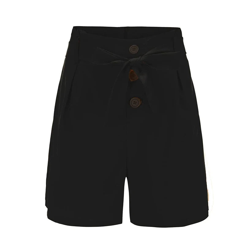 Y2K High Waist Button Shorts – Tie Waist Beach Shorts for Women - 3KDyn